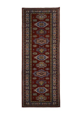 Oriental Rug Pakistani Handmade Runner Transitional Tribal 2'11"x9'9" (3x10) Red Kazak Geometric Design #A30018