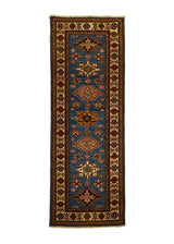Oriental Rug Pakistani Handmade Runner Transitional Tribal 2'1"x5'7" (2x6) Blue Kazak Geometric Design #A30047
