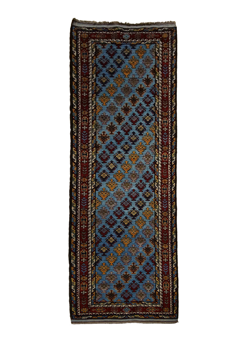 Oriental Rug Pakistani Handmade Runner Transitional Tribal 2'10"x10'3" (3x10) Blue Red Yellow/Gold Baloch Geometric Design #A30081