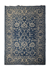Oriental Rug Pakistani Handmade Area Transitional Neutral 4'2"x6'7" (4x7) Blue Whites/Beige Silver Wash Oushak Floral Design #A30101