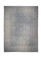 Oriental Rug Pakistani Handmade Area Transitional Neutral 8'10"x11'10" (9x12) Blue Whites/Beige Silver Wash Oushak Floral Design #A30142