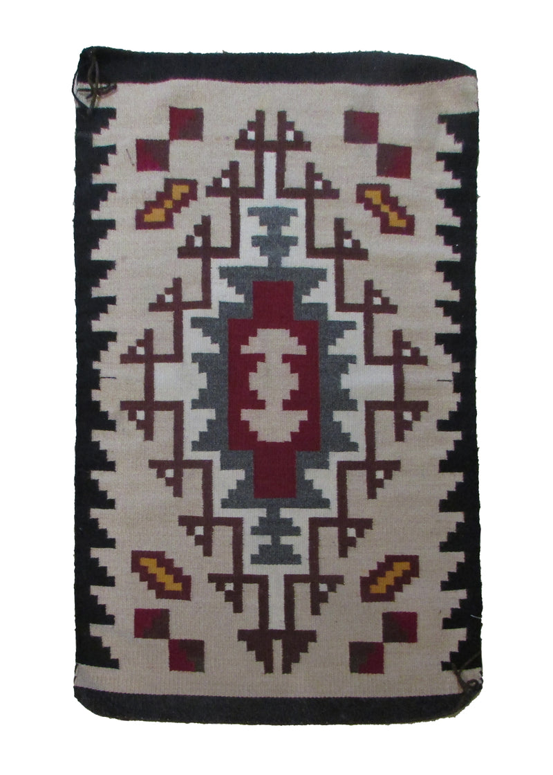 Native American Rug Navajo Handmade Area Tribal 2'0"x3'5" (2x3) Whites/Beige Black Two Gray Hills Geometric Design #A30145