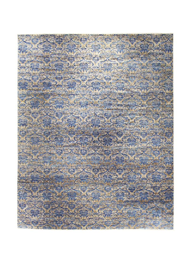 Oriental Rug Indian Handmade Area Transitional 11'11"x15'2" (12x15) Brown Blue Floral Design #A30168