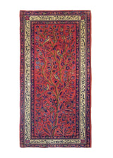 Persian Rug Kashan Handmade Area Traditional Antique 1'9"x3'5" (2x3) Red Tree of Life Animals Design #A30177