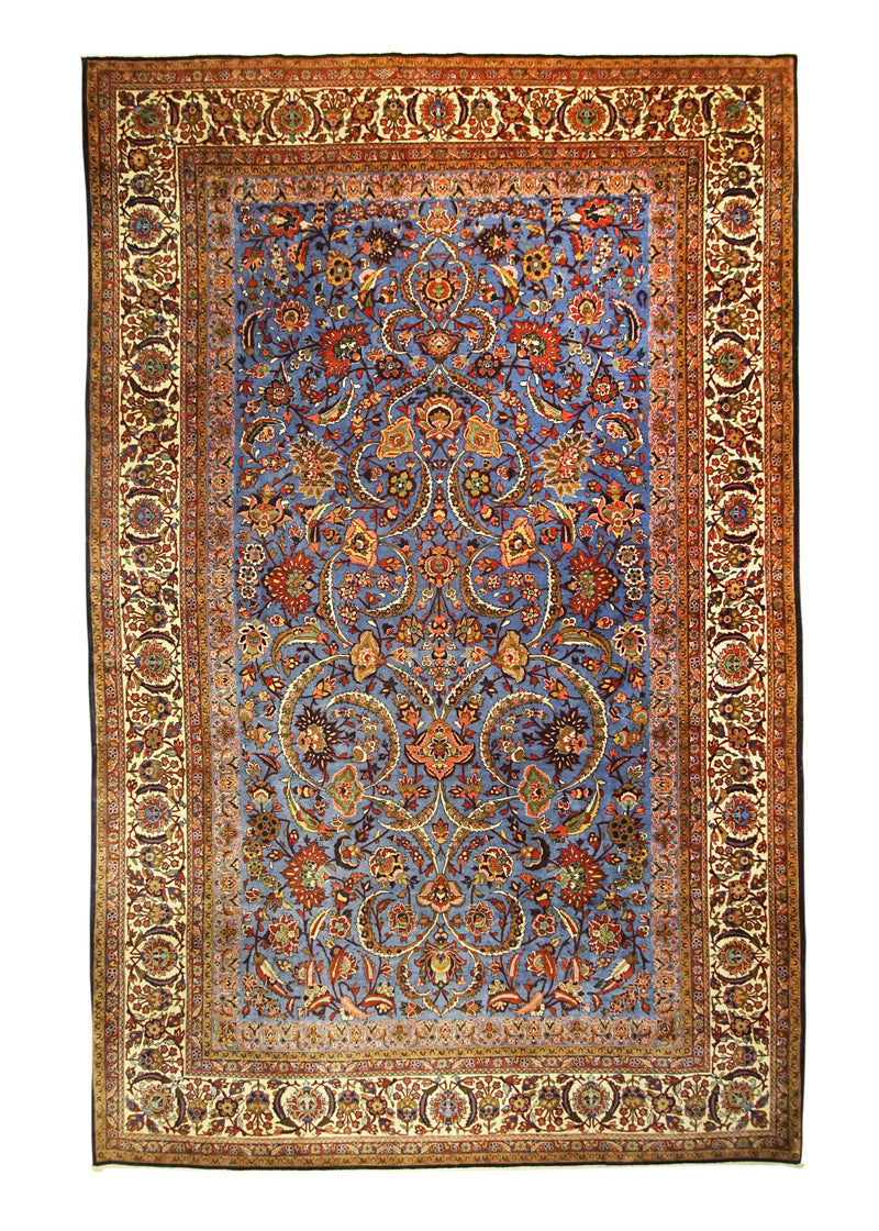 Persian Rug Kashan Handmade Area Traditional 7'0"x10'11" (7x11) Blue Dabir Floral Design #A30181