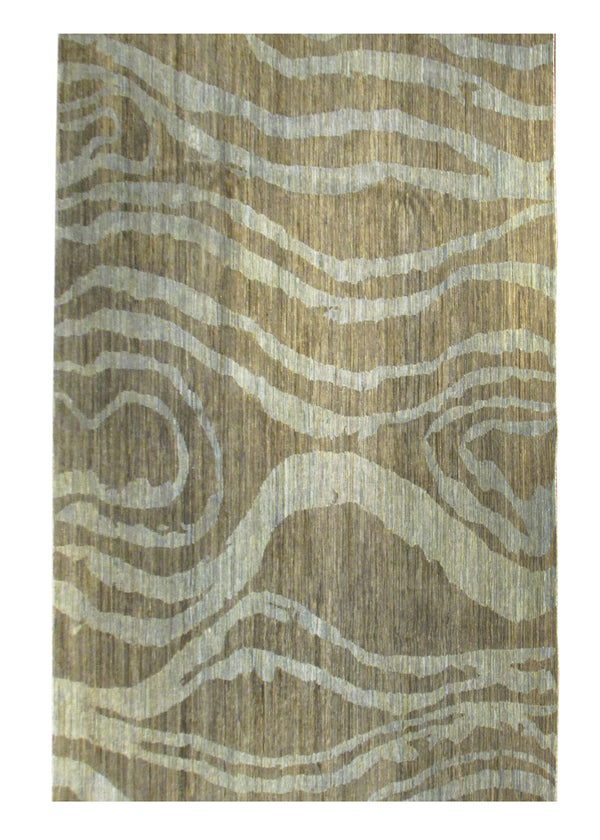 Oriental Rug Pakistani Handmade Area Transitional 8'0"x9'10" (8x10) Brown Blue Gabbeh Stripes Abstract Design #A30228