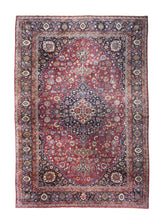 Persian Rug Mashhad Handmade Area Traditional Antique 12'2"x17'9" (12x18) Red Blue Floral Design #A30283