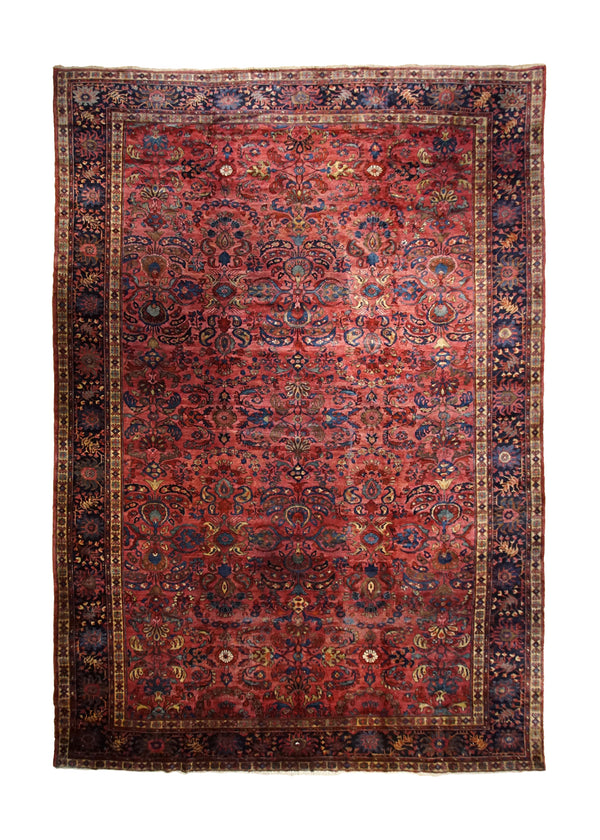 Persian Rug Lilihan Handmade Area Traditional Antique 10'8"x15'9" (11x16) Red Blue Floral Design #A30285