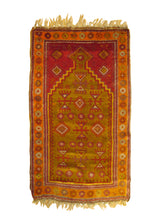 Oriental Rug Turkish Handmade Area Tribal Antique 3'1"x4'11" (3x5) Orange Yellow/Gold Prayer Rug Design #A30291