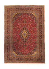 Persian Rug Kashan Handmade Area Traditional 6'10"x10'2" (7x10) Red Blue Toranj Mehrab Floral Design #A30303