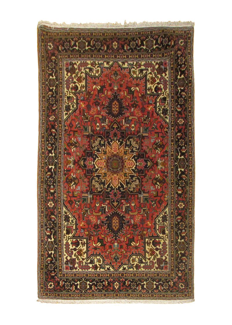 Persian Rug Tabriz Handmade Area Traditional 3'4"x5'2" (3x5) Red Floral Heriz Design #A30305