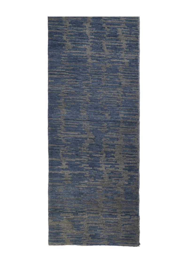 Oriental Rug Indian Handmade Runner Modern Neutral 2'0"x15'10" (2x16) Blue Gray Abstract Splatter Design #A30315