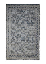 Oriental Rug Indian Handmade Area Modern 2'0"x3'0" (2x3) Blue Whites/Beige Geometric Design #A30344
