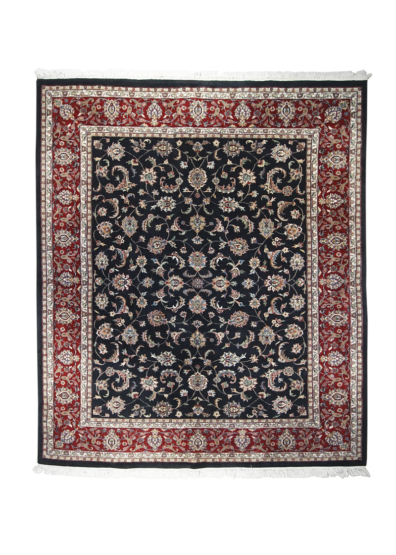 Oriental Rug Indian Handmade Area Traditional 7'10"x9'5" (8x9) Blue Red Floral Design #A30455