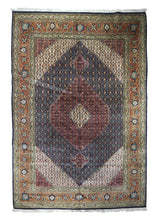 Persian Rug Tabriz Handmade Area Traditional 6'5"x9'8" (6x10) Blue Red Orange Mahi Fish Design #A30457