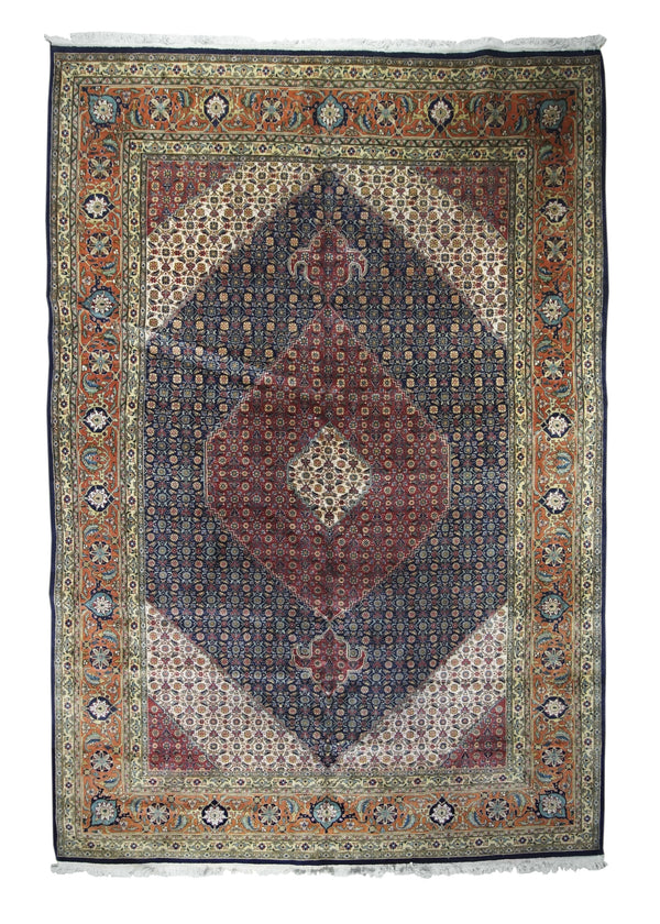 Persian Rug Tabriz Handmade Area Traditional 6'5"x9'8" (6x10) Blue Red Orange Mahi Fish Design #A30457