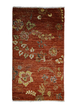 Oriental Rug Pakistani Handmade Area Transitional 1'9"x3'0" (2x3) Red Yellow/Gold Floral Design #A30468