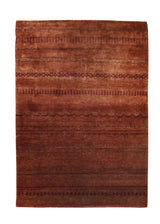 Oriental Rug Pakistani Handmade Area Transitional Tribal 4'2"x5'10" (4x6) Red Gabbeh Stripes Design #A30472