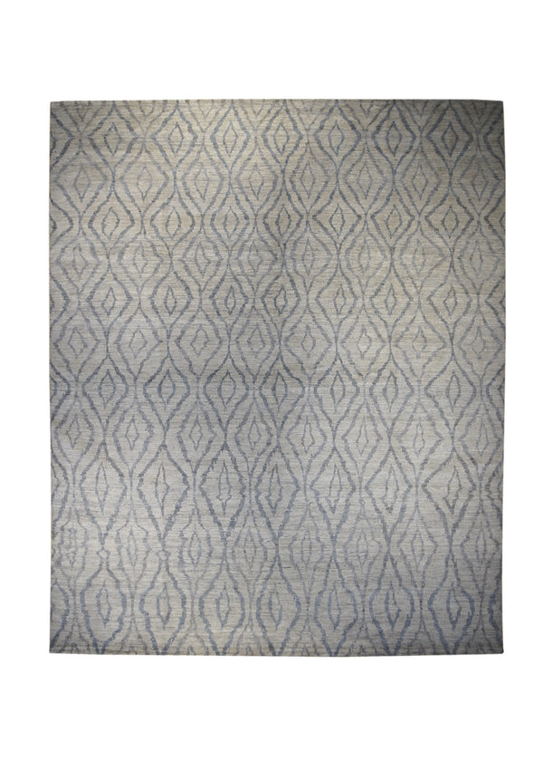 Oriental Rug Pakistani Handmade Area Transitional 8'1"x10'1" (8x10) Whites/Beige Blue Gabbeh Geometric Design #A30495