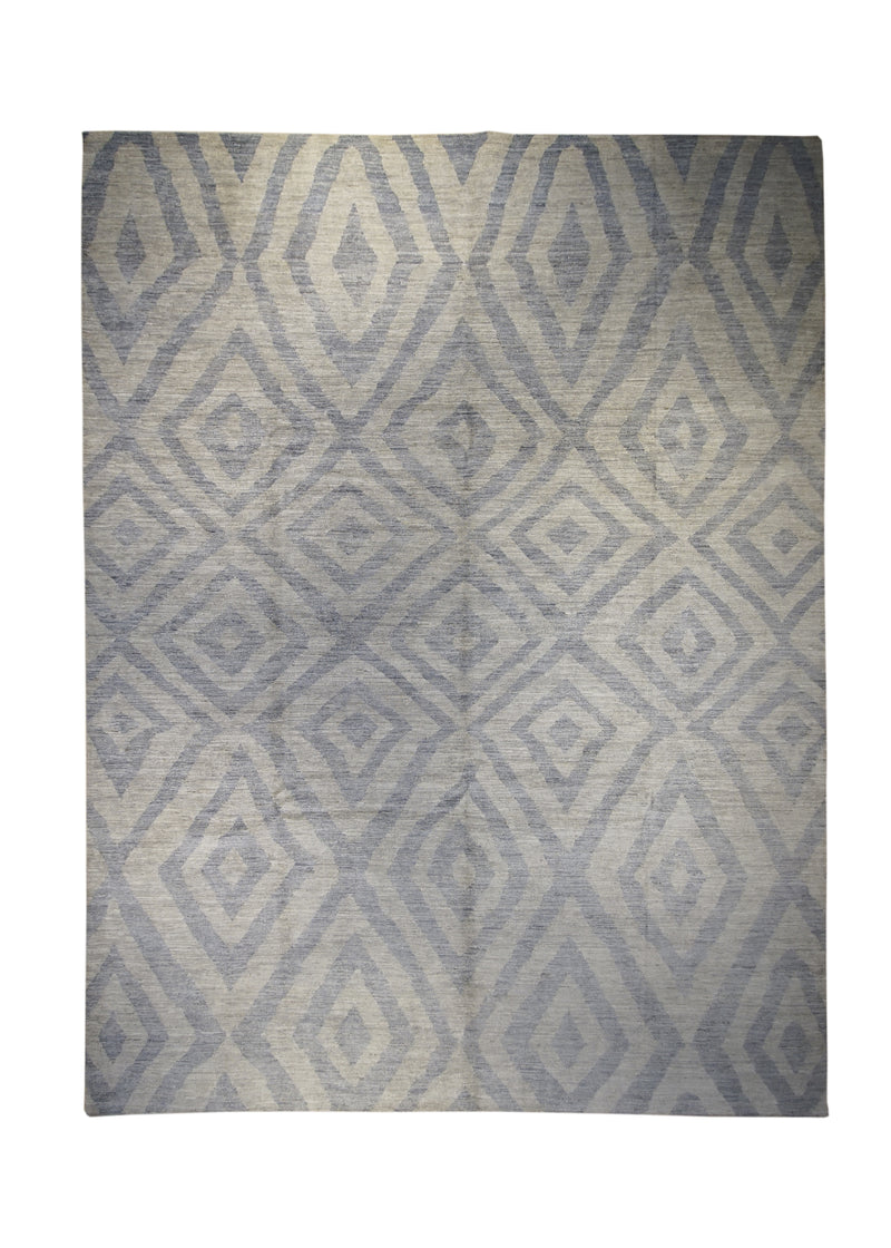 Oriental Rug Pakistani Handmade Area Transitional Neutral 8'9"x11'8" (9x12) Gray Blue Gabbeh Geometric Design #A30500