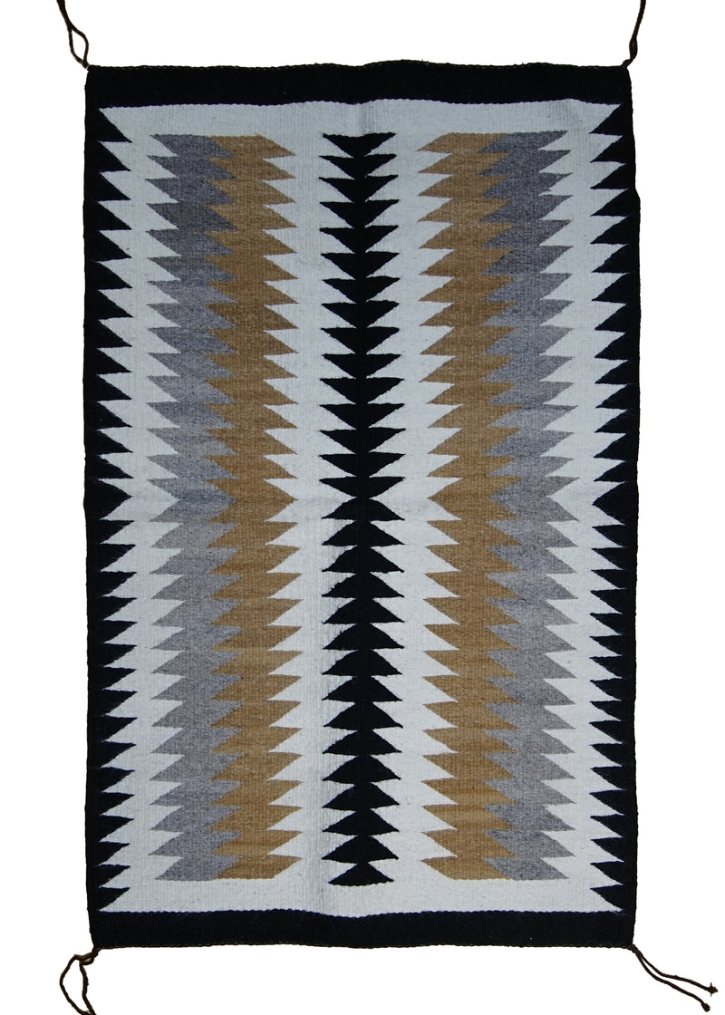 Native American Rug Navajo Handmade Area Tribal 1'10"x2'11" (2x3) Brown Gray Black Two Gray Hills Geometric Design #A30516
