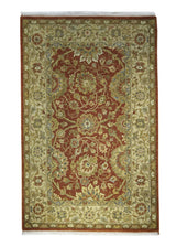 Oriental Rug Indian Handmade Area Transitional 3'11"x6'2" (4x6) Red Yellow/Gold Tea Washed Floral Design #A30526