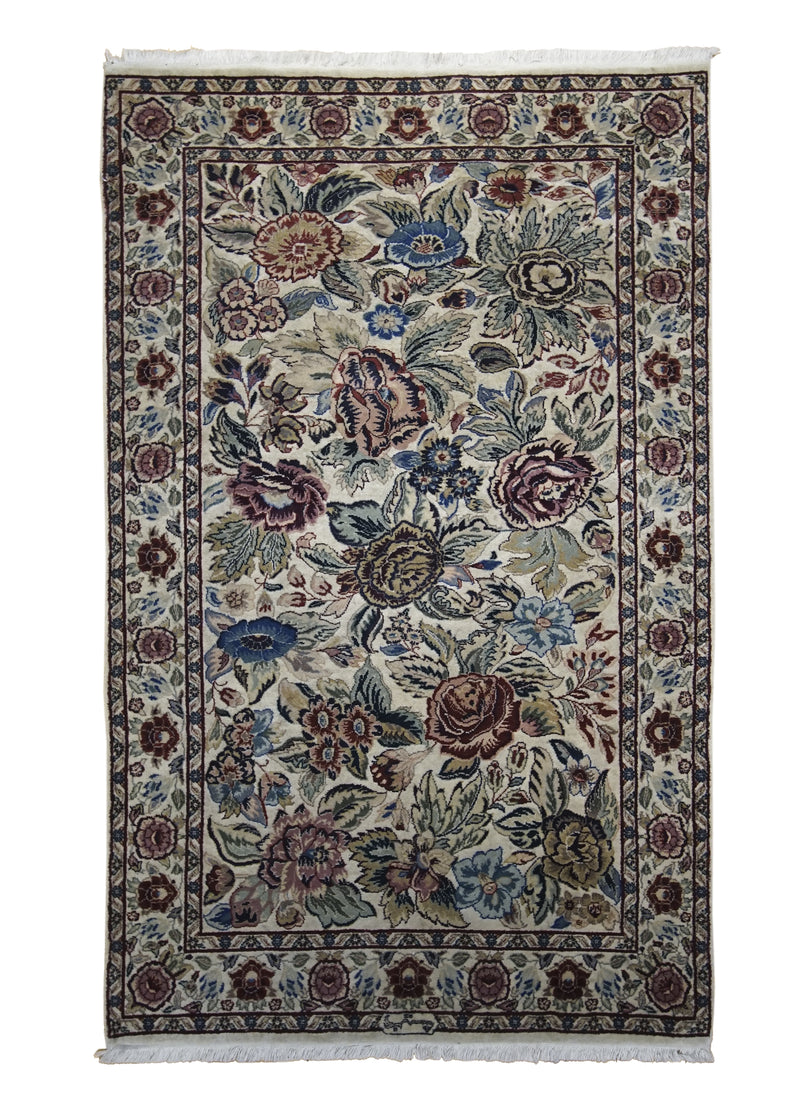 Oriental Rug Pakistani Handmade Area Transitional 3'0"x4'10" (3x5) Whites/Beige Red Floral Design #A30527