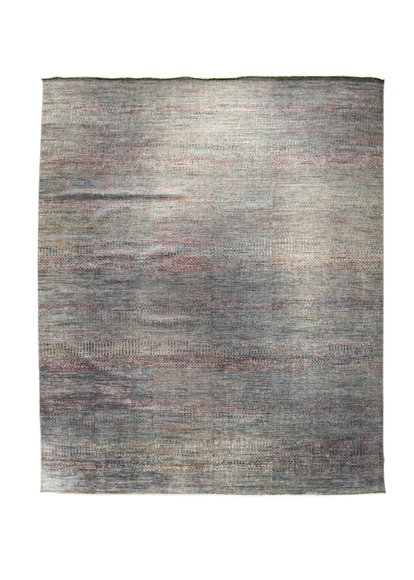 Oriental Rug Indian Handmade Area Transitional 12'4"x14'11" (12x15) Gray Multi-color Geometric Design #A30565