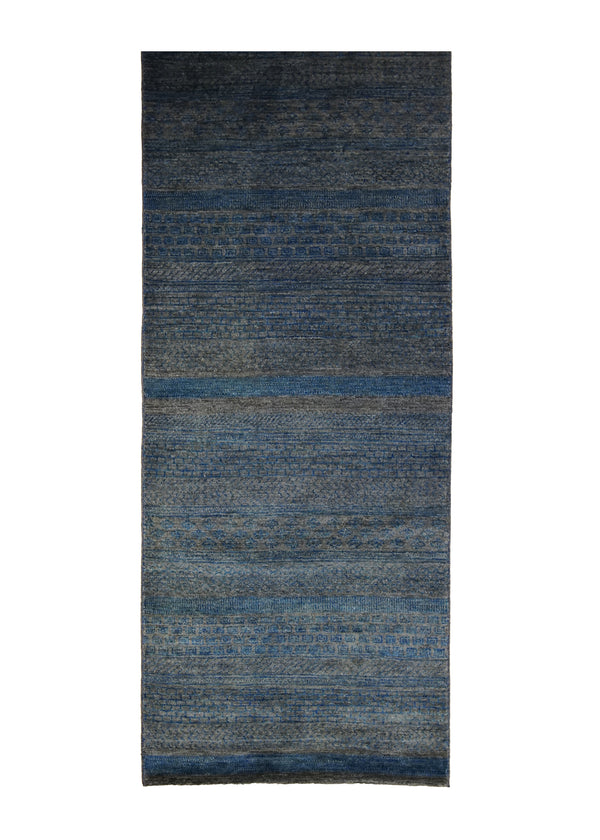 Oriental Rug Pakistani Handmade Area Transitional Neutral 2'11"x9'8" (3x10) Blue Gray Gabbeh Grass Design #A30611