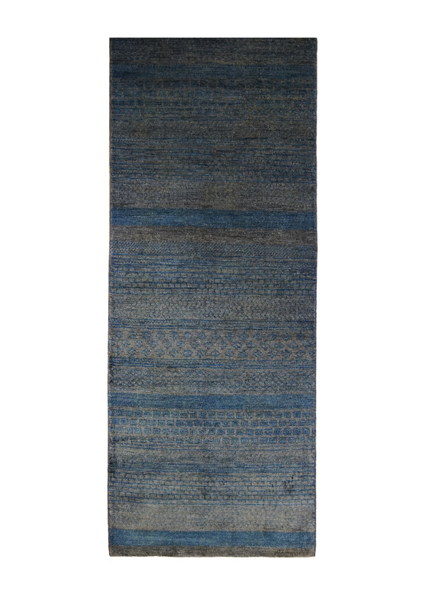 Oriental Rug Pakistani Handmade Area Transitional Neutral 2'11"x11'11" (3x12) Blue Gray Gabbeh Grass Design #A30613