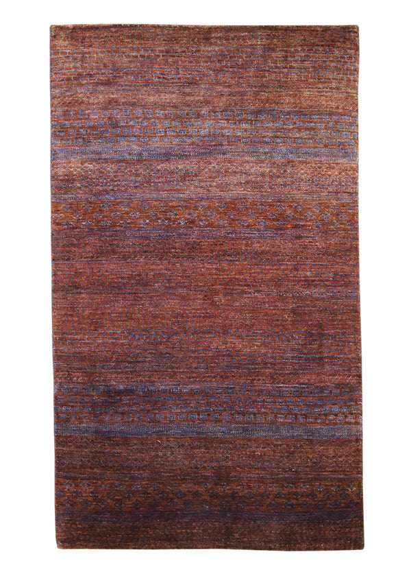 Oriental Rug Pakistani Handmade Area Transitional Tribal 3'9"x6'5" (4x6) Red Blue Gabbeh Grass Design #A30618