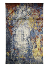 A30720 Oriental Rug Indian Handmade Area Modern 3'0'' x 4'11'' -3x5- Whites Beige Blue Multi-color Splatter Abstract Design