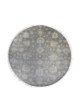 A30742 Oriental Rug Indian Handmade Round Transitional 8'0'' x 8'0'' -8x8- Brown Whites Beige Oushak Design