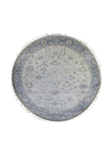 Oriental Rug Indian Handmade Round Transitional 8'0"x8'0" (8x8) Whites/Beige Oushak Design #A30751
