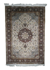 Oriental Rug Chinese Handmade Area Traditional 4'1"x5'11" (4x6) Blue Red Floral Design #A30755