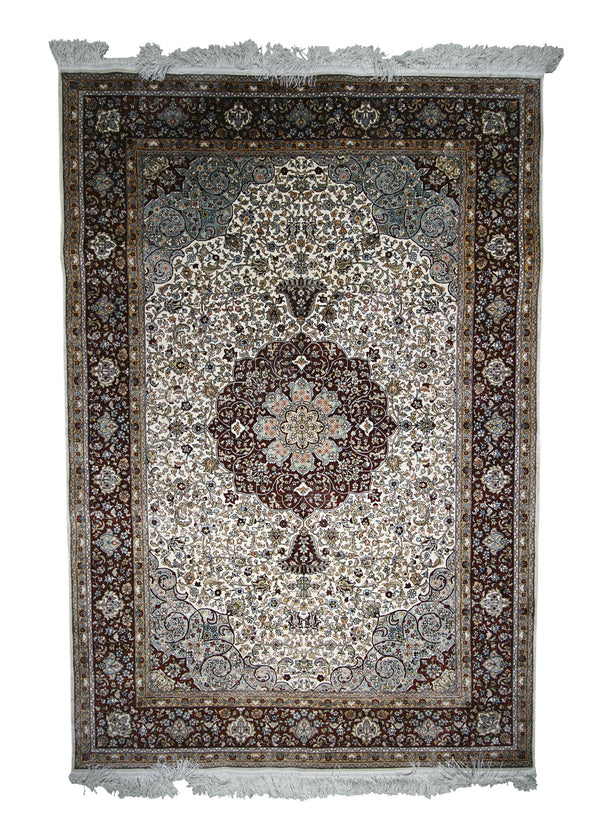 Oriental Rug Chinese Handmade Area Traditional 4'1"x5'11" (4x6) Blue Red Floral Design #A30755