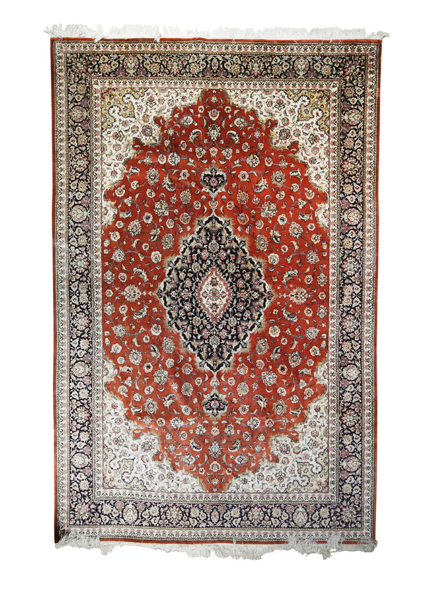 Persian Rug Qum Handmade Area Traditional 6'5"x9'10" (6x10) Red Floral Design #A30756