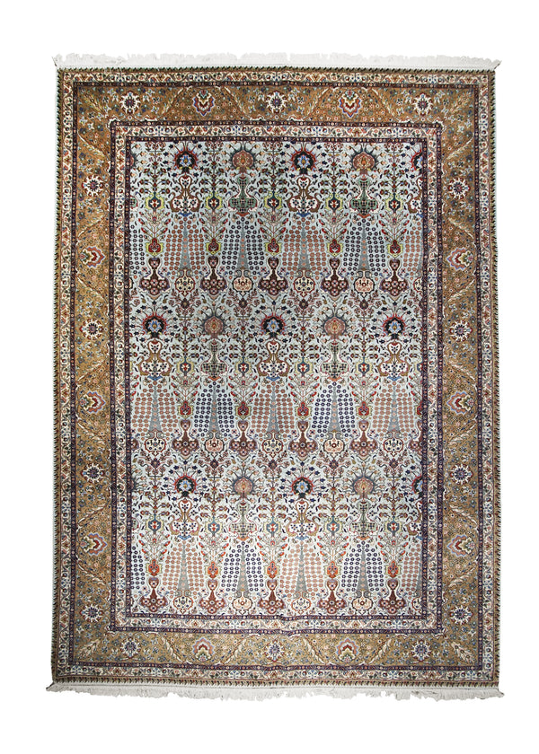 Persian Rug Tabriz Handmade Area Traditional 8'0"x11'3" (8x11) Blue Brown Floral Design #A30772