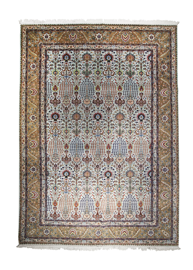 Persian Rug Tabriz Handmade Area Traditional 8'0"x11'3" (8x11) Blue Brown Floral Design #A30772