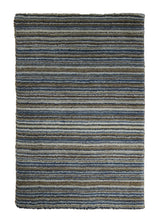 Oriental Rug Indian Handmade Area Modern 1'11"x2'11" (2x3) Whites/Beige Blue Stripes Design #A30796