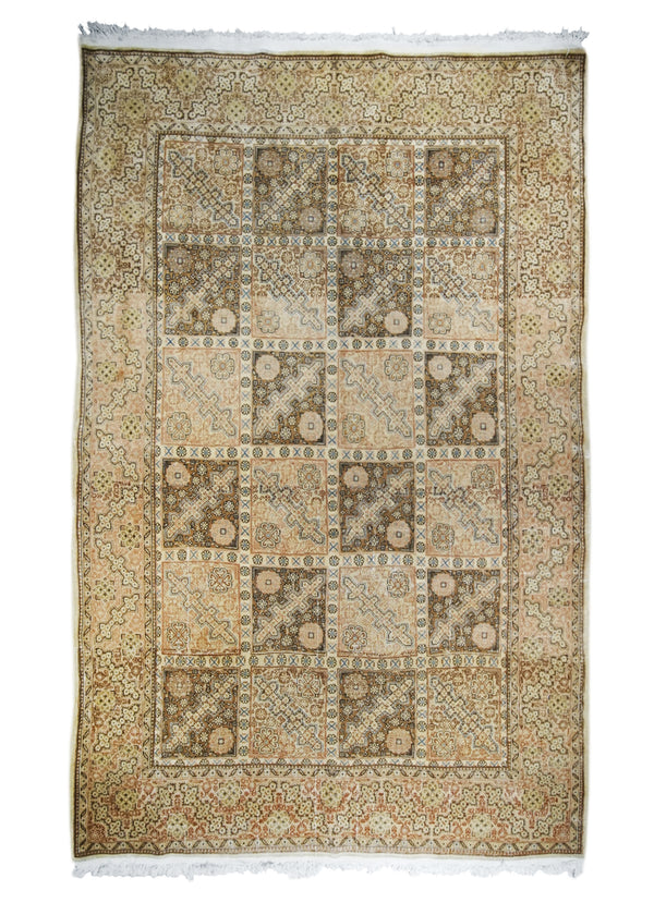 Persian Rug Tabriz Handmade Area Traditional Antique 6'4"x9'9" (6x10) Whites/Beige Orange Garden Design #A30806