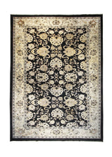 Oriental Rug Pakistani Handmade Area Transitional 10'3"x14'2" (10x14) Black Yellow/Gold Antique Washed Oushak Floral Design #A30830