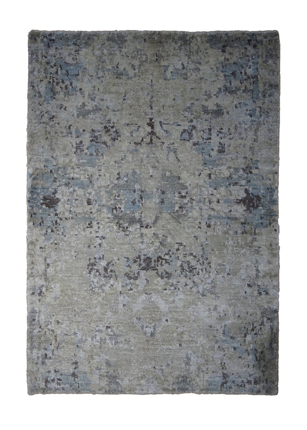 Oriental Rug Indian Handmade Area Modern 2'0"x3'0" (2x3) Brown Blue Splatter Abstract Design #A30851
