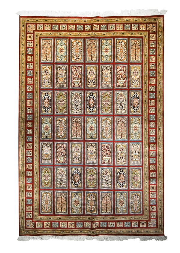 Oriental Rug Kashmiri Handmade Area Traditional 6'0"x9'1" (6x9) Multi-color Yellow/Gold Blue Garden Design #A30872