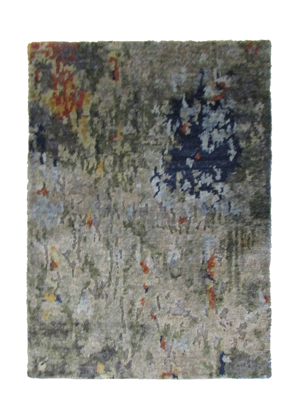 Oriental Rug Indian Handmade Area Modern 2'0"x3'0" (2x3) Multi-color Gray Splatter Abstract Design #A30895