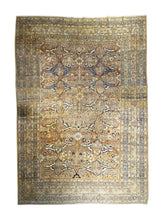 Persian Rug Tabriz Handmade Area Traditional Antique 7'5"x11'1" (7x11) Red Blue Haji Jalili Floral Design #A30896