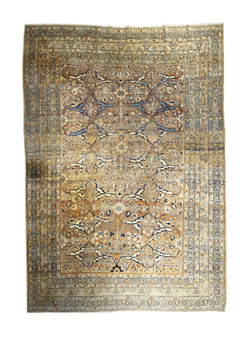 Persian Rug Tabriz Handmade Area Traditional Antique 7'5"x11'1" (7x11) Red Blue Haji Jalili Floral Design #A30896