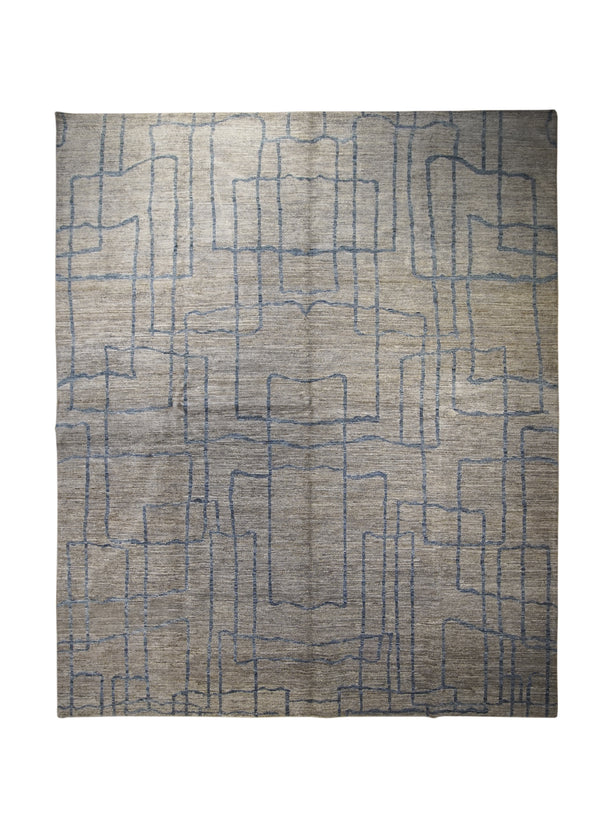 Oriental Rug Pakistani Handmade Area Transitional Neutral 7'11"x9'10" (8x10) Gray Blue Gabbeh Geometric Design #A30941