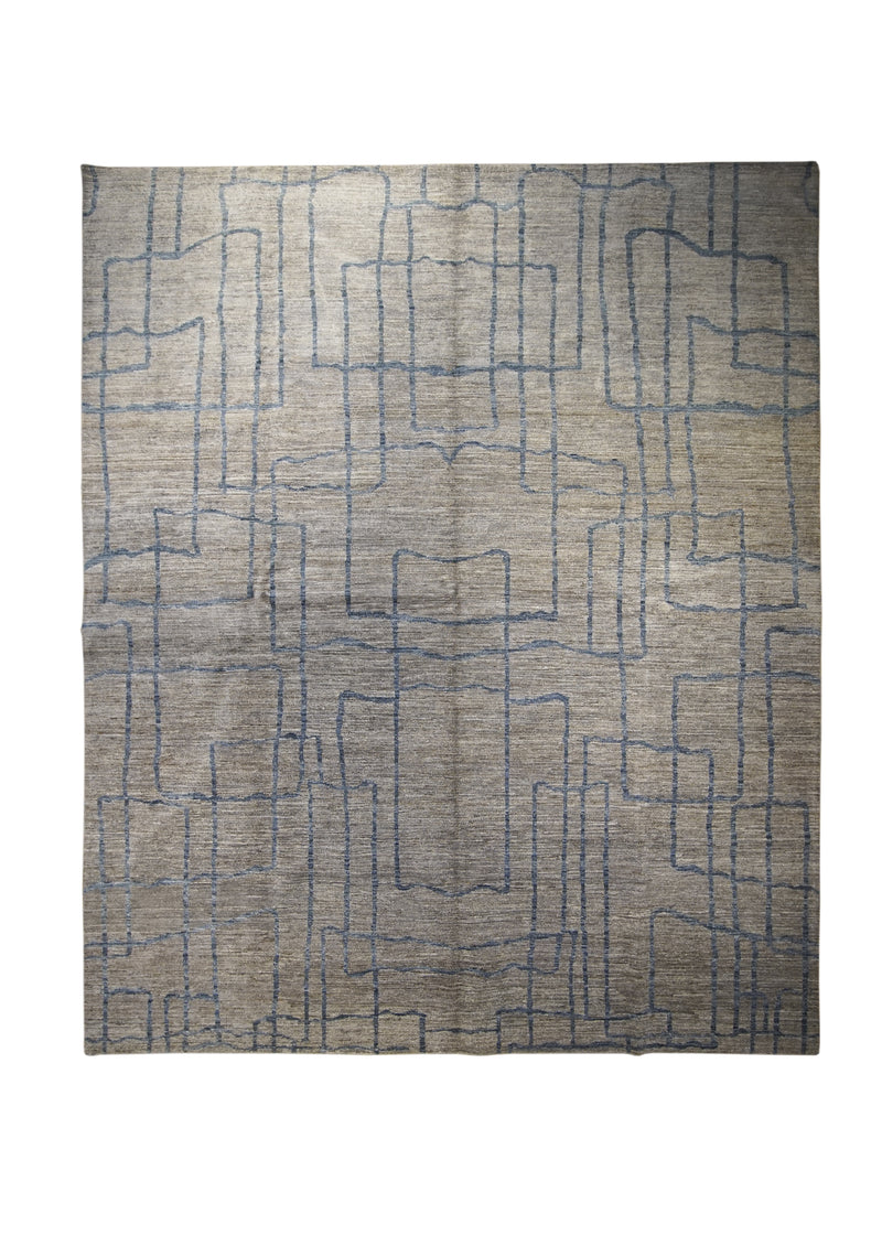 Oriental Rug Pakistani Handmade Area Transitional Neutral 7'11"x9'10" (8x10) Gray Blue Gabbeh Geometric Design #A30941