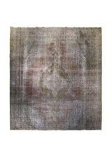 Persian Rug Tabriz Handmade Area Transitional Vintage 9'6"x10'9" (10x11) Gray Brown Overdyed Floral Design #A30945